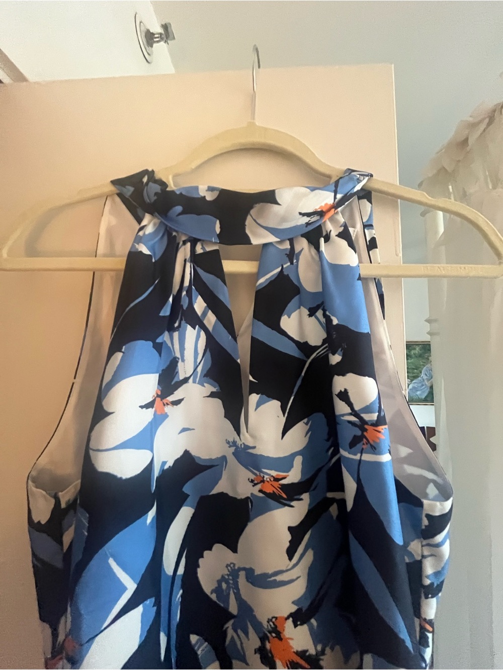 Milly Sleeveless Blue Floral Sleeveless Top